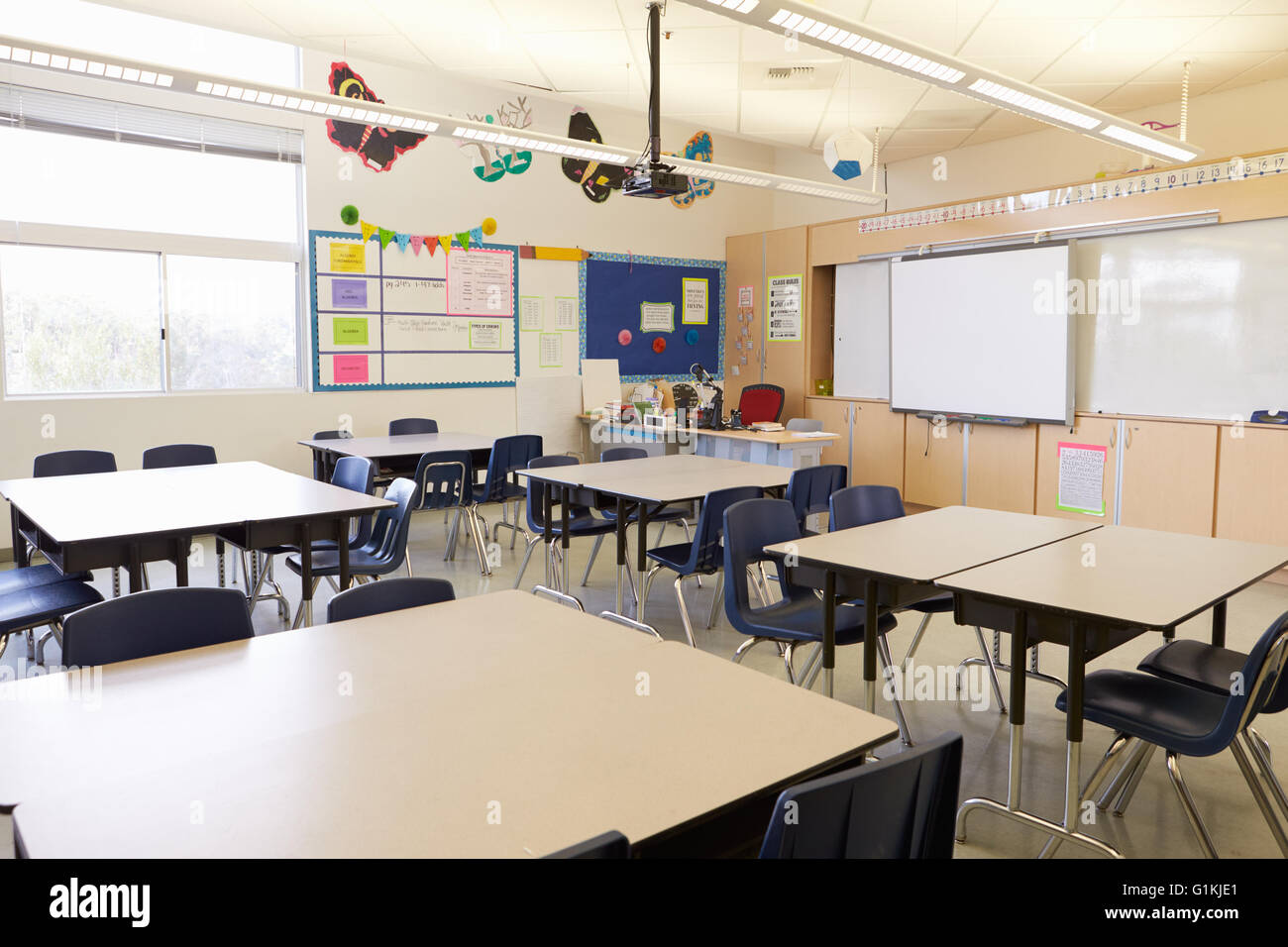 Empty school classroom Stock Photo