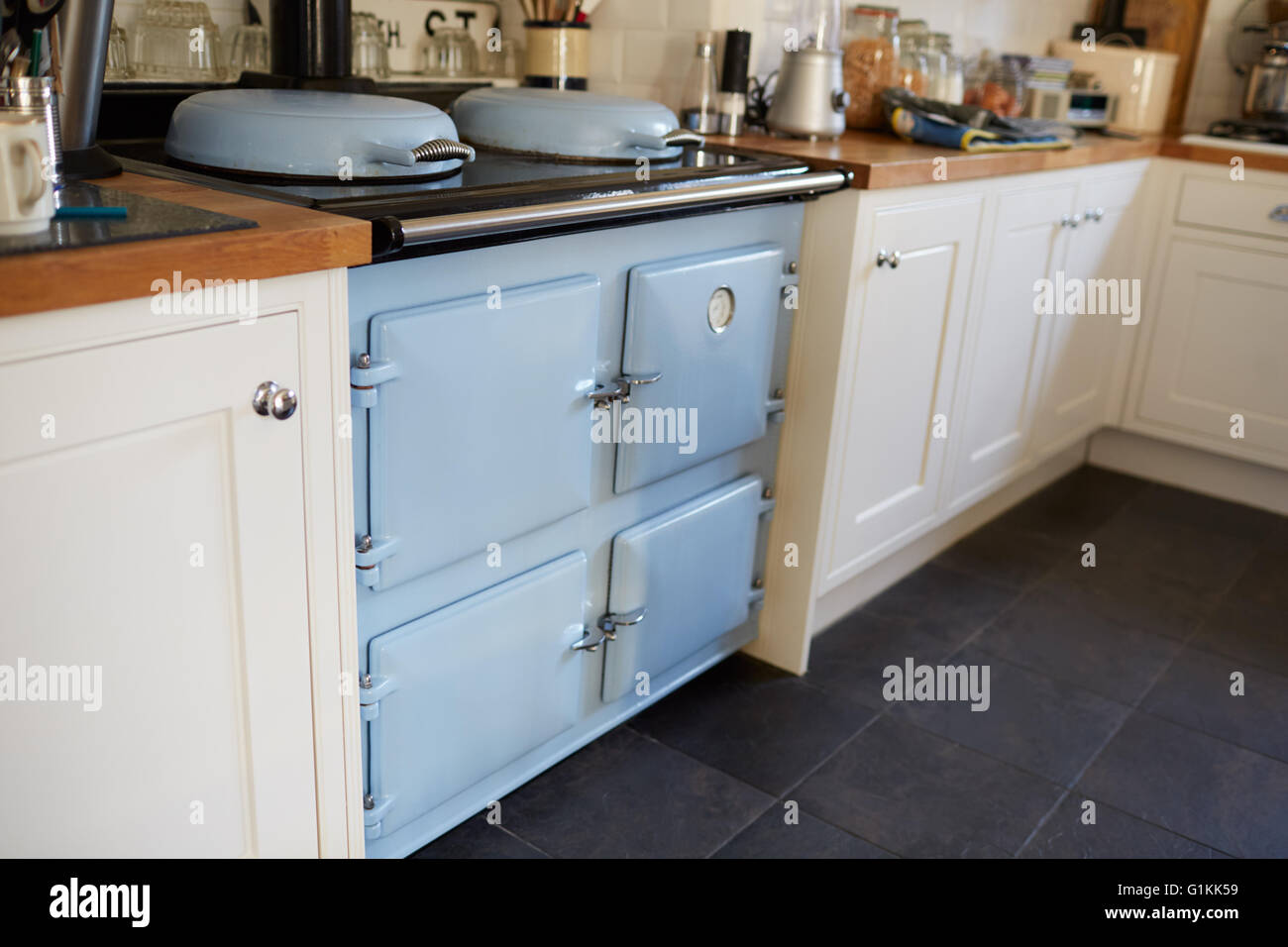 Close Up Of Oven In Contemporary Family Home Stock Photo