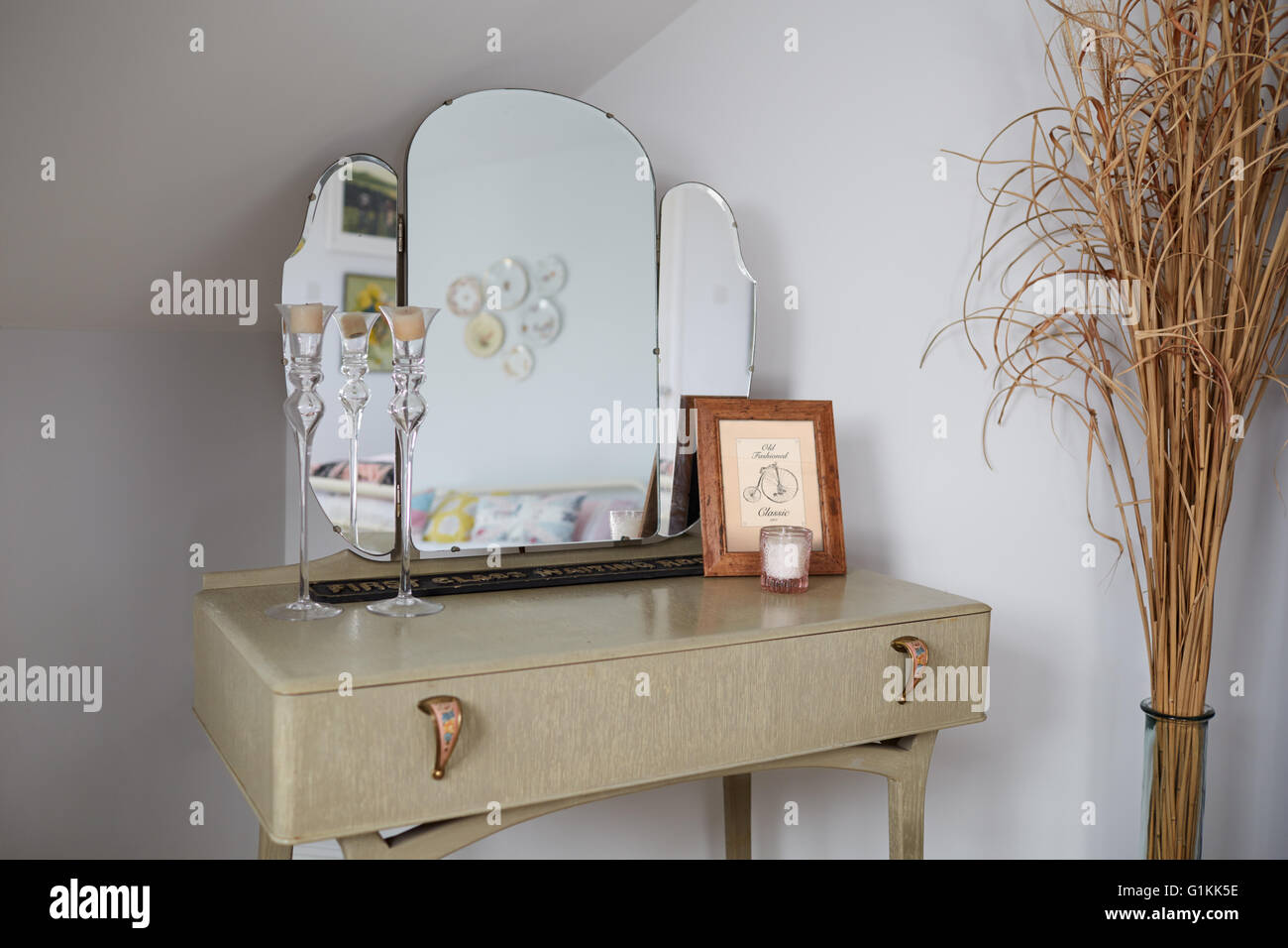 Retro Style Dressing Table In Stylish Apartment Stock Photo