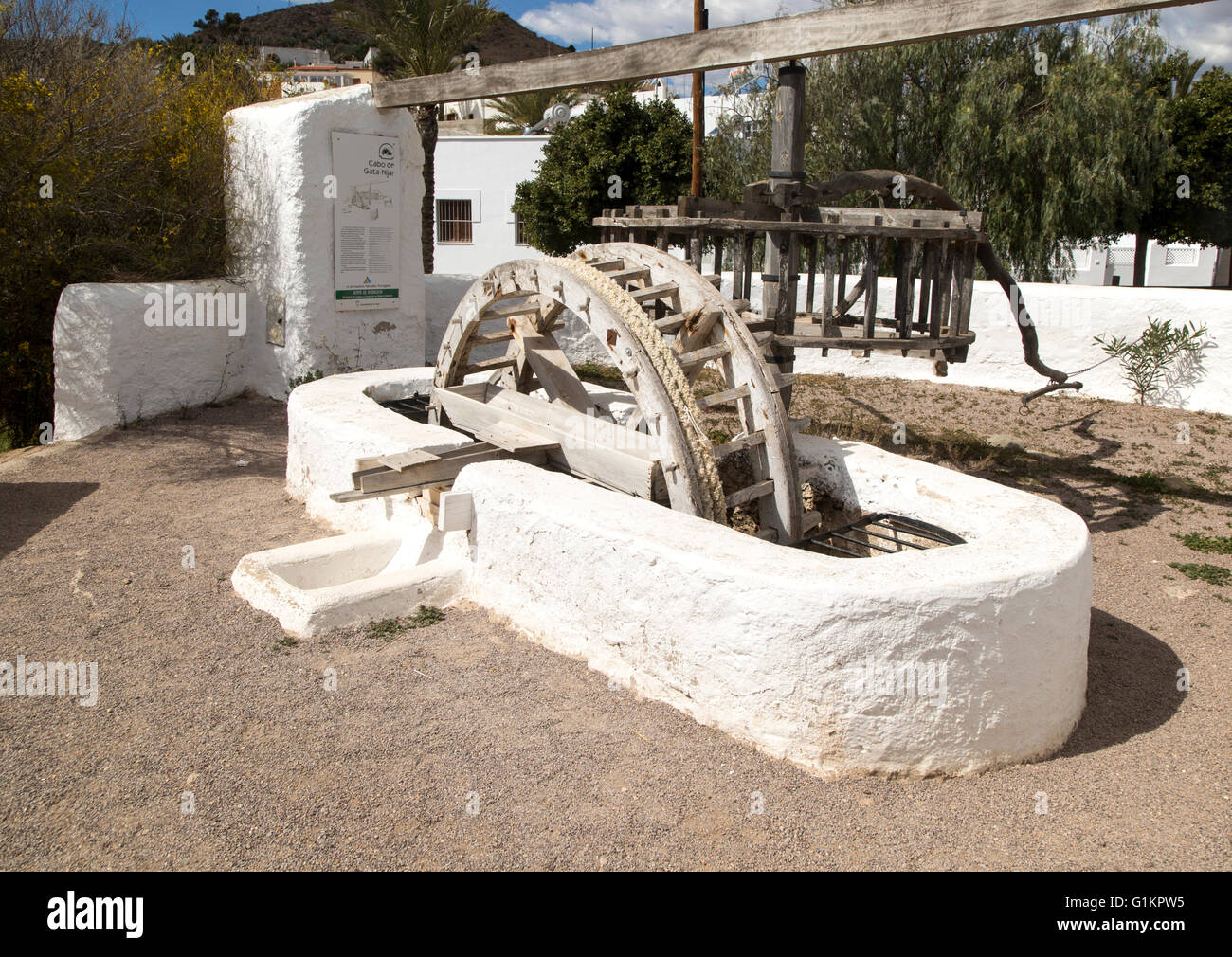 Historic communal well, El Pozo de los Frailes,  Cabo de Gata national park, Spain Stock Photo