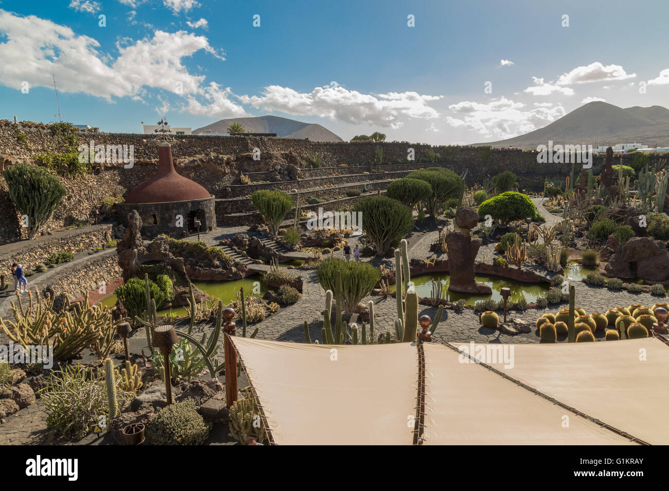 Lanzarote Cactus Garden. Designed by César Manrique. Stock Photo