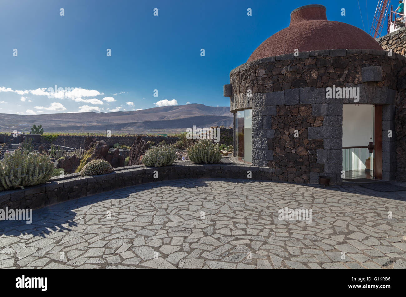 Entrance to the stairwell at the Lanzarote Cactus Garden. Designed by César Manrique. Stock Photo