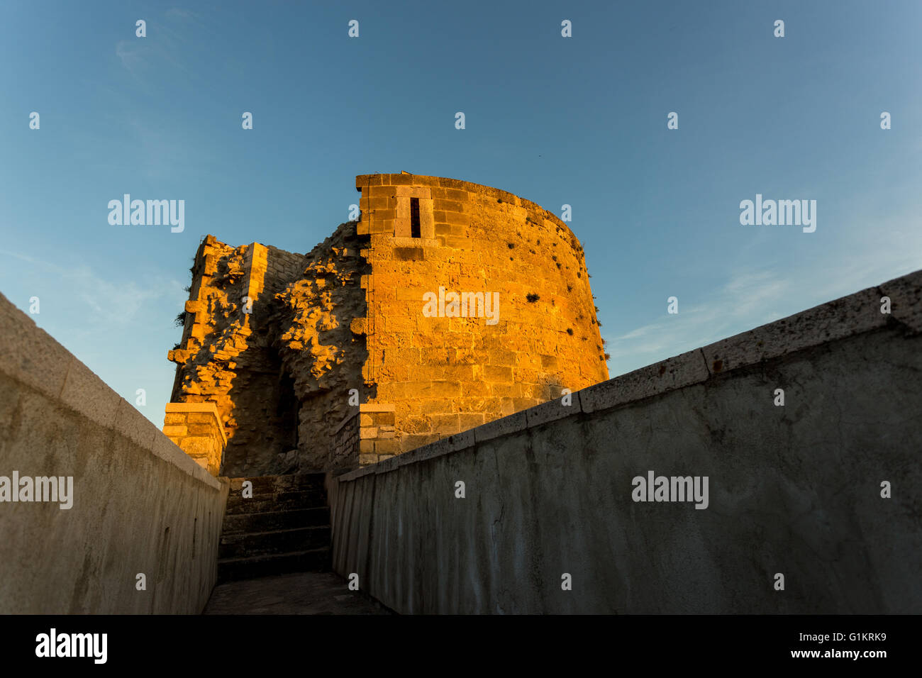 Aragonese castle in the spring sunset. Venosa, Basilicata. Italy Stock ...