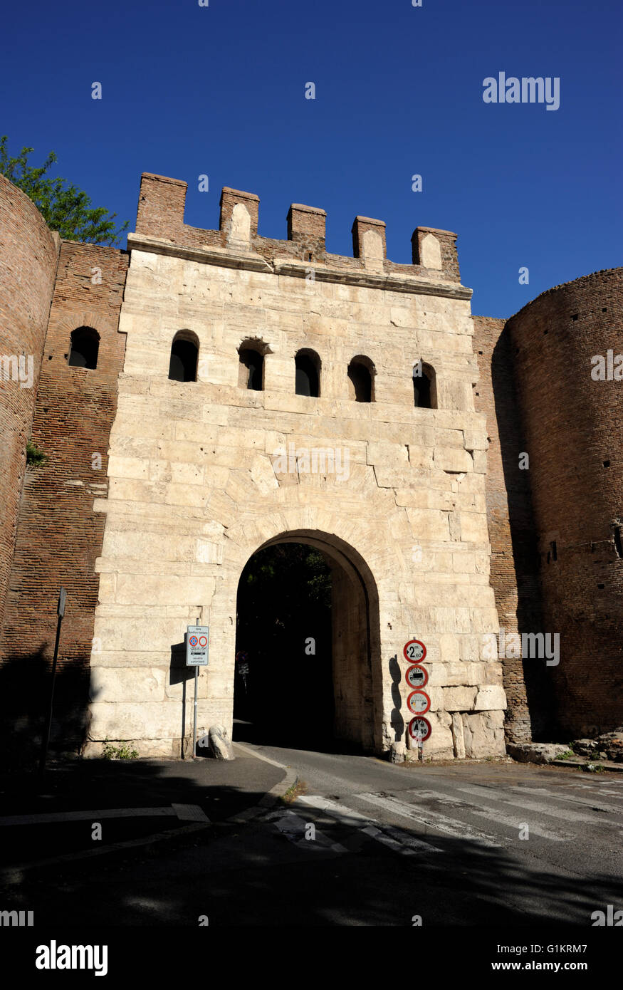Italy, Rome, Aurelian Walls, Porta Latina, ancient roman gate Stock Photo
