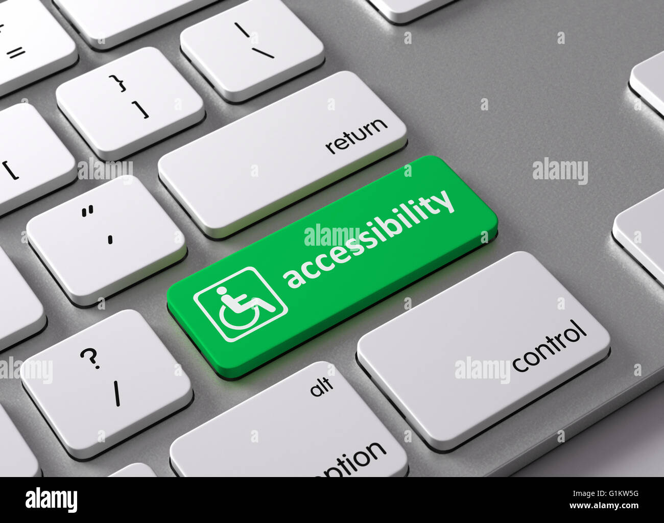 A keyboard with a green button Accessibility Stock Photo - Alamy