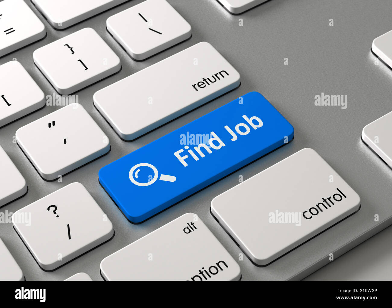 A keyboard with a blue button Find Job Stock Photo