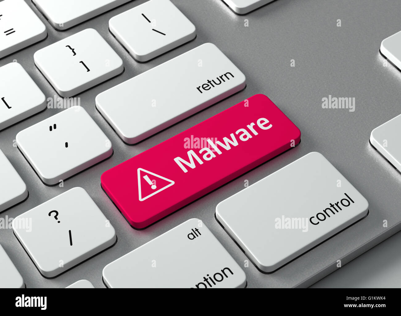 A keyboard with a red button Malware Stock Photo