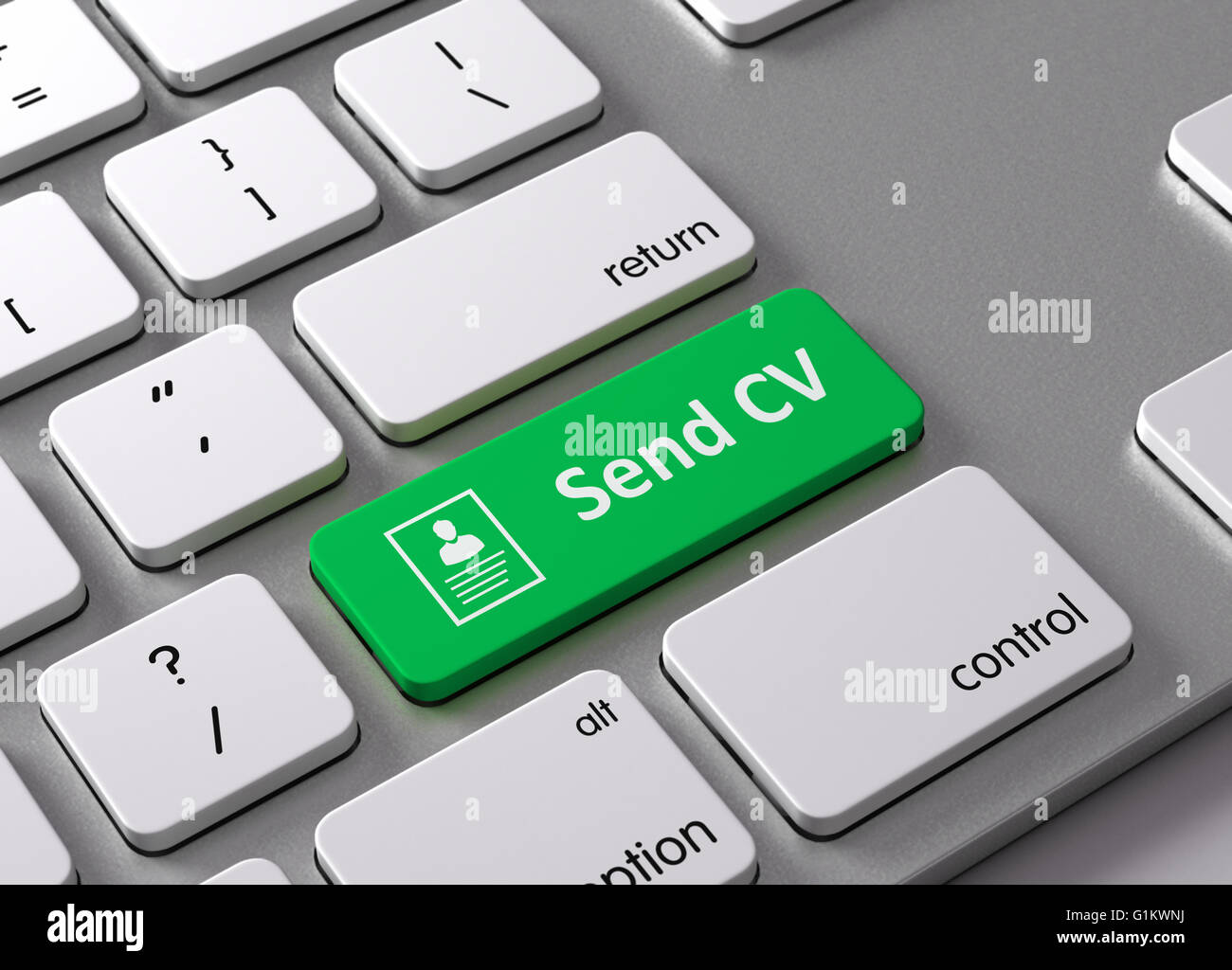 A keyboard with a green button Send CV Stock Photo