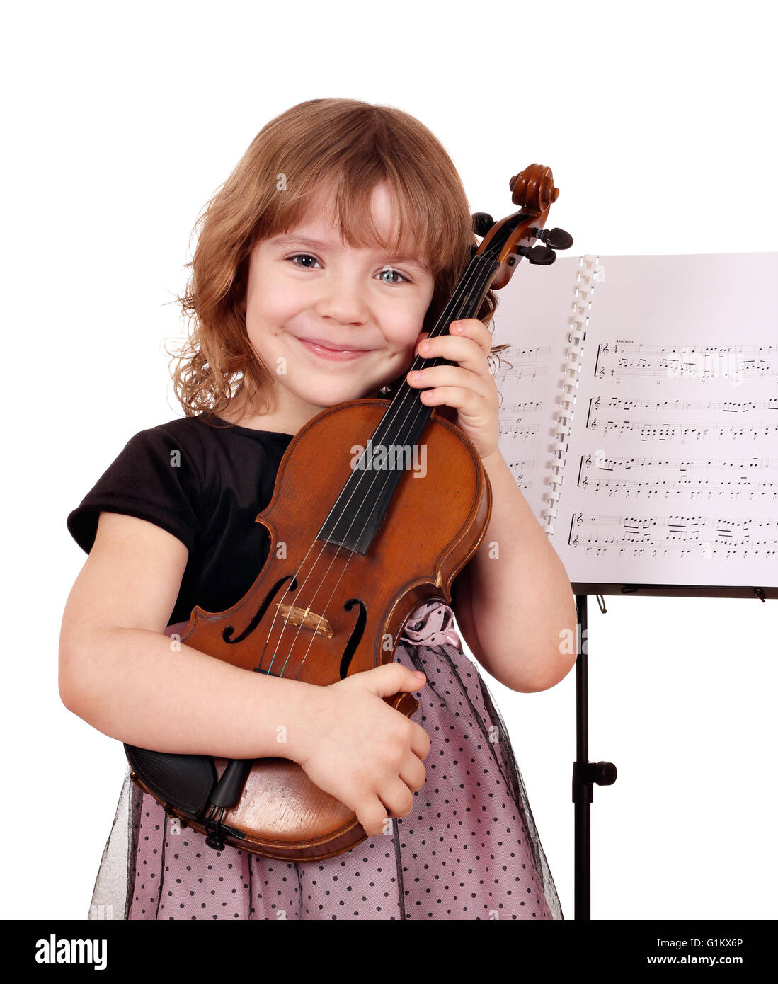 little girl with violin posing Stock Photo - Alamy