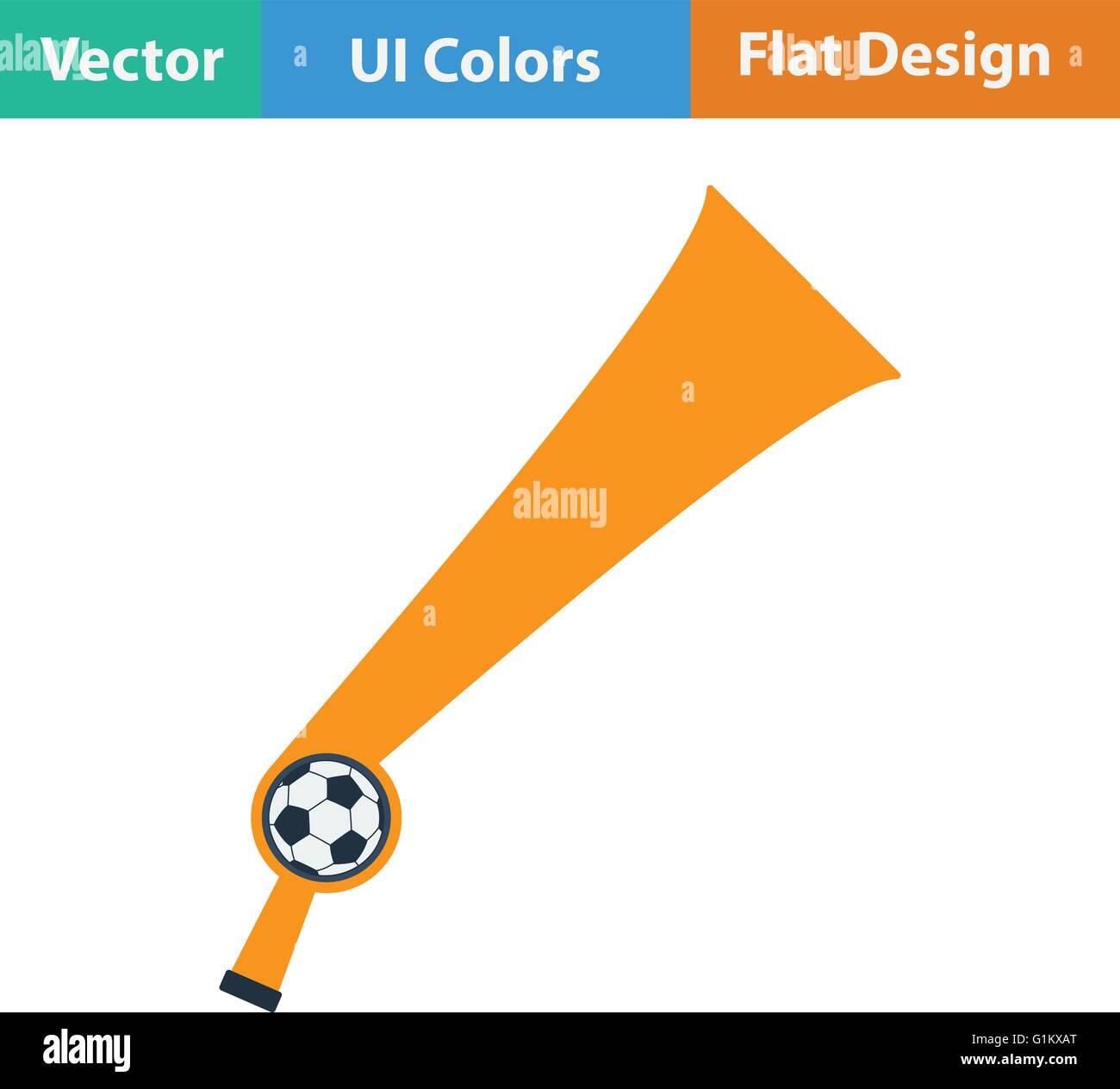 Football fans wind horn toy icon. Flat design in ui colors. Vector ...