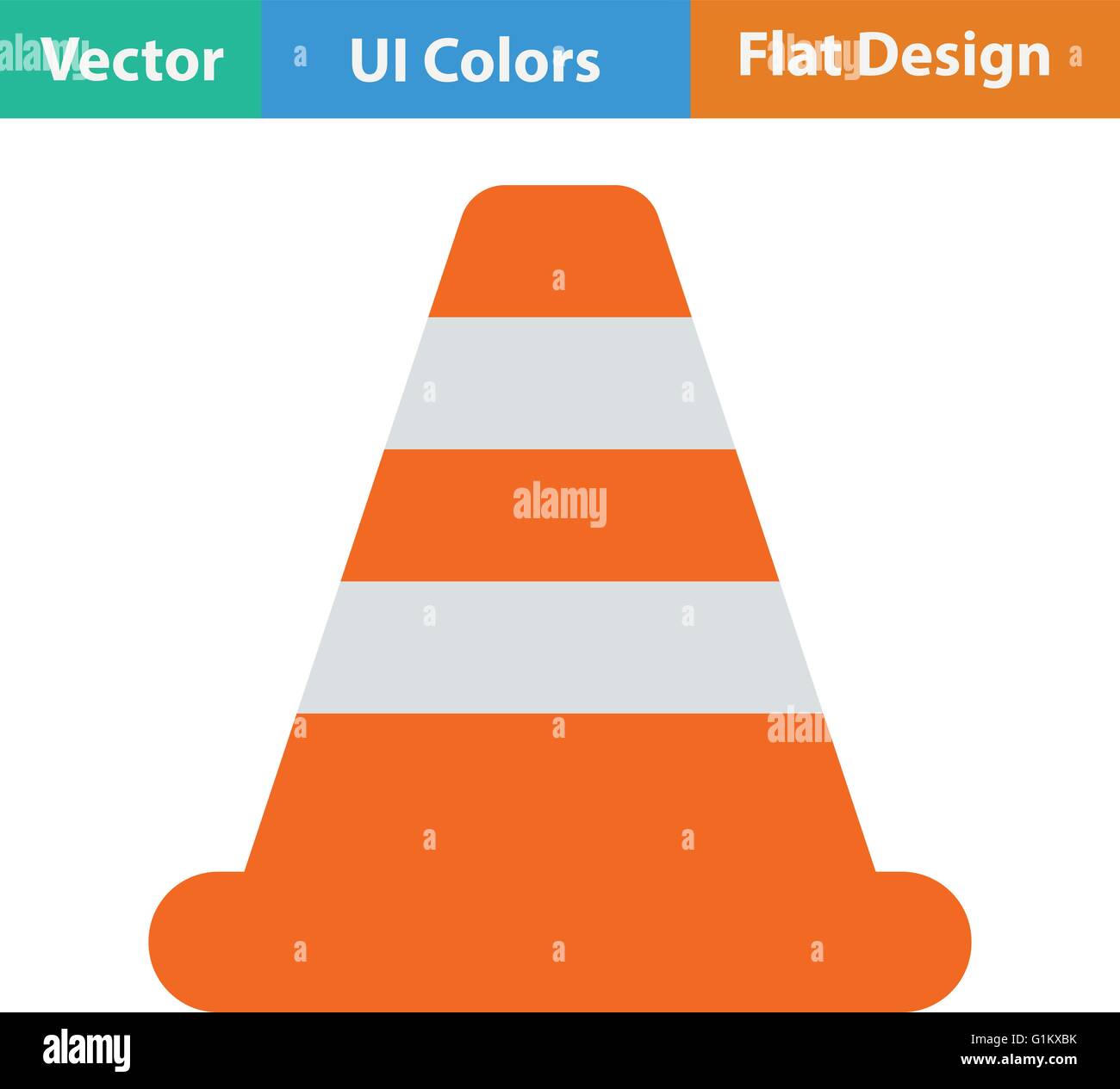 Flat design icon of Traffic cone in ui colors. Vector illustration ...