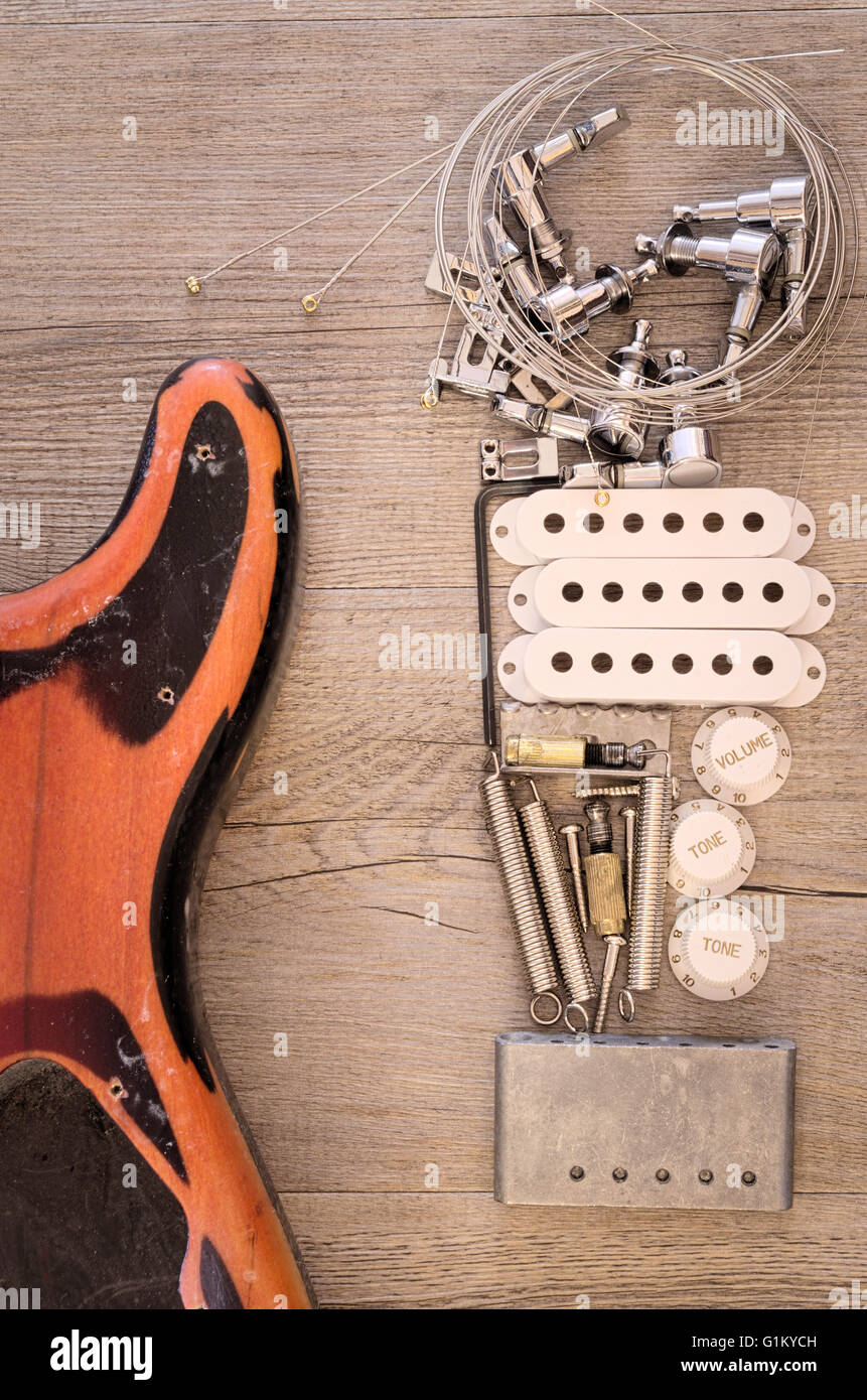 Vintage electric guitar spare parts Stock Photo Alamy