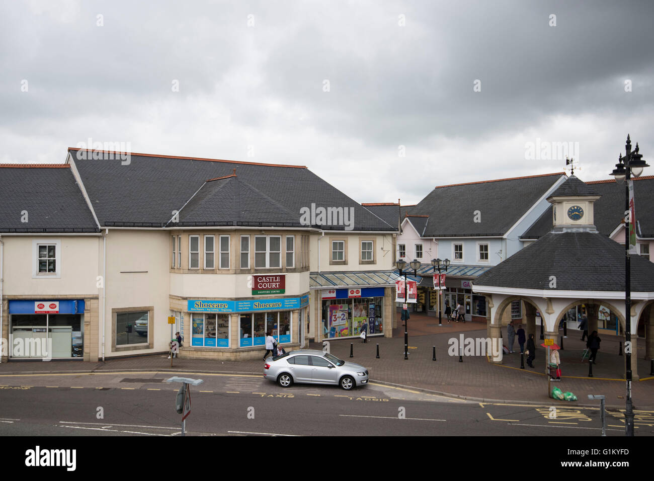 caerphilly town centre in caerphilly, south wales Stock Photo