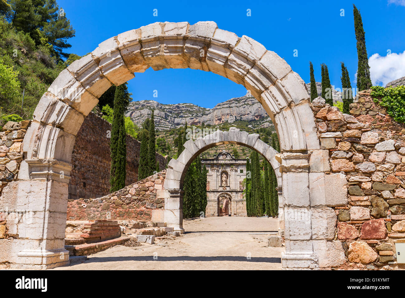 Ruins of Scala Dei, a medieval Carthusian Monastery in Catalonia Stock Photo
