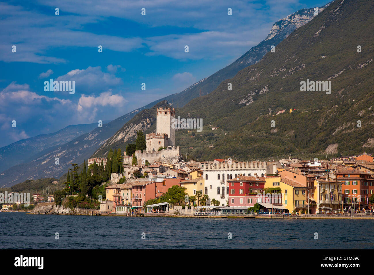 Malcesine along the shores of Lago di Garda, Veneto, Italy Stock Photo