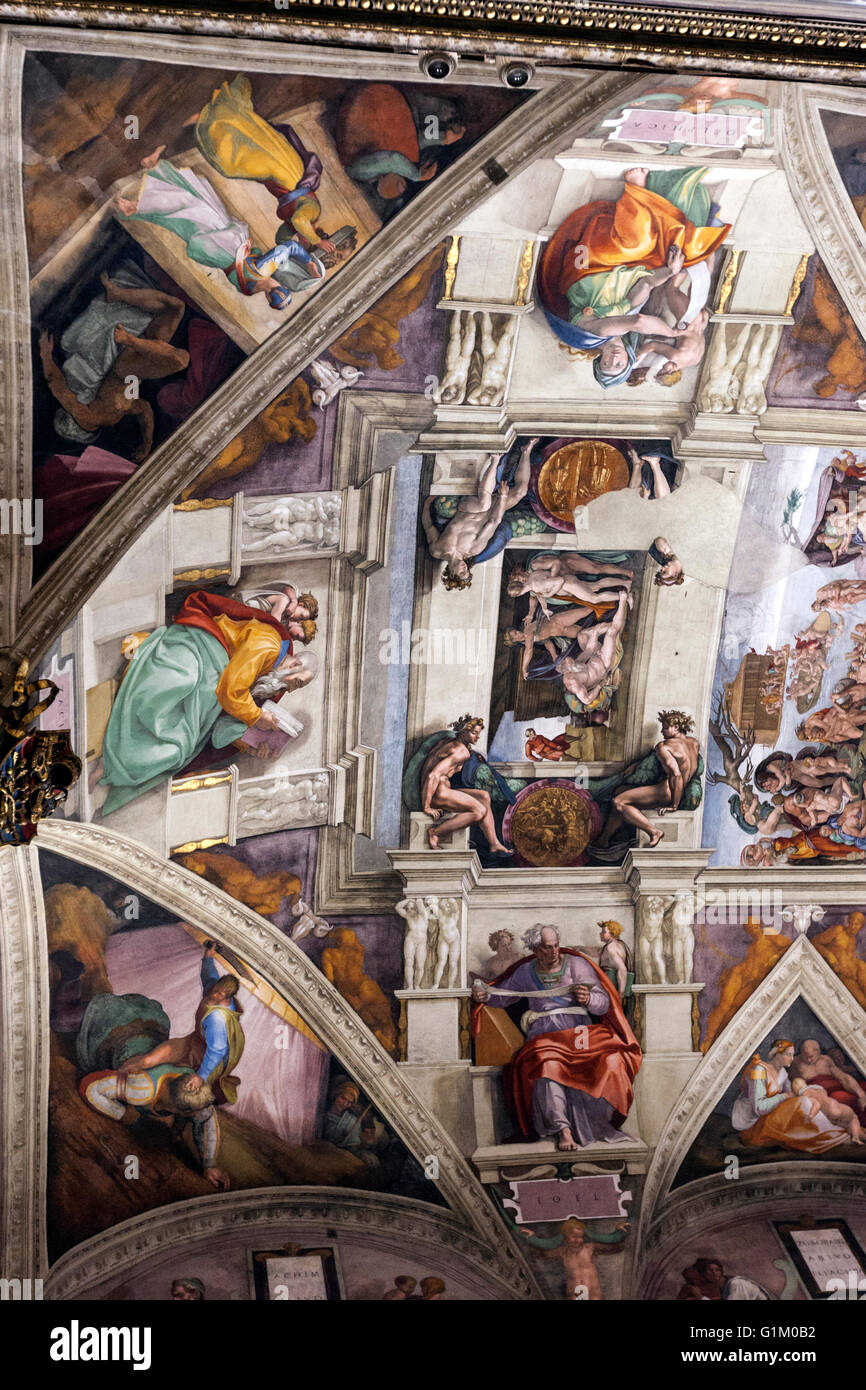 The Sistine Chapel Ceiling Painted By Michelangelo With Zacheria