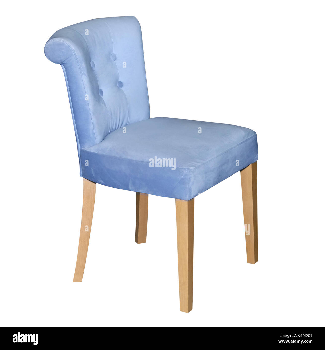 Blue textile modern chair isolated Stock Photo