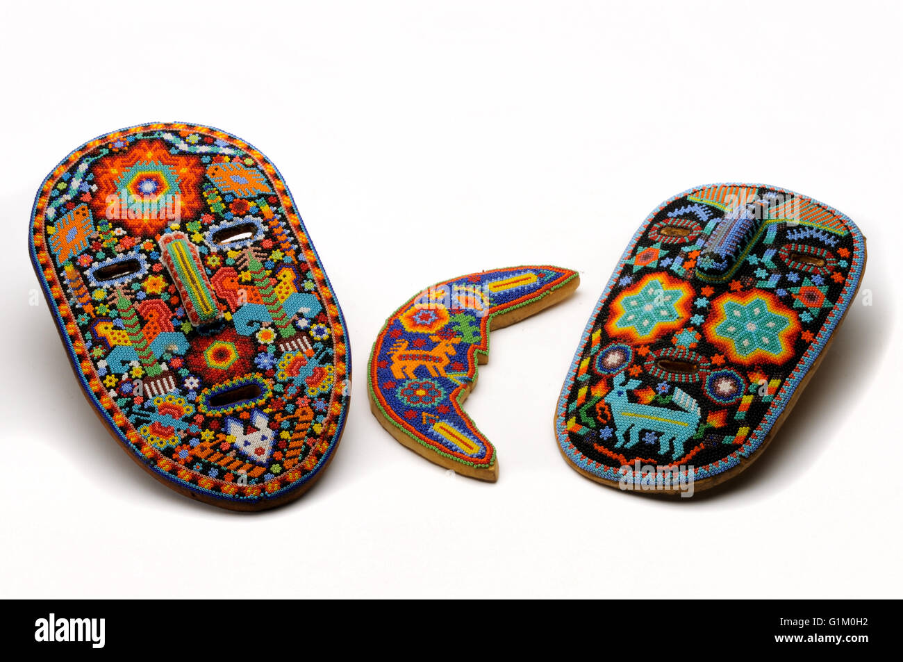 Huichol beaded Mexican Masks Stock Photo