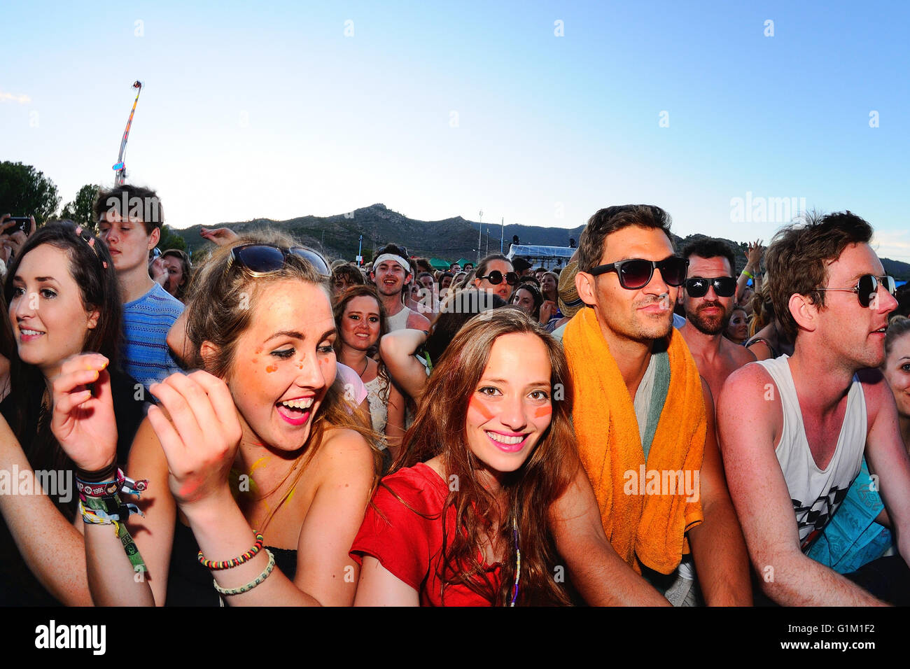 BENICASSIM, SPAIN - JULY 20: Crowd in a concert at FIB Festival on July 20, 2014 in Benicassim, Spain. Stock Photo