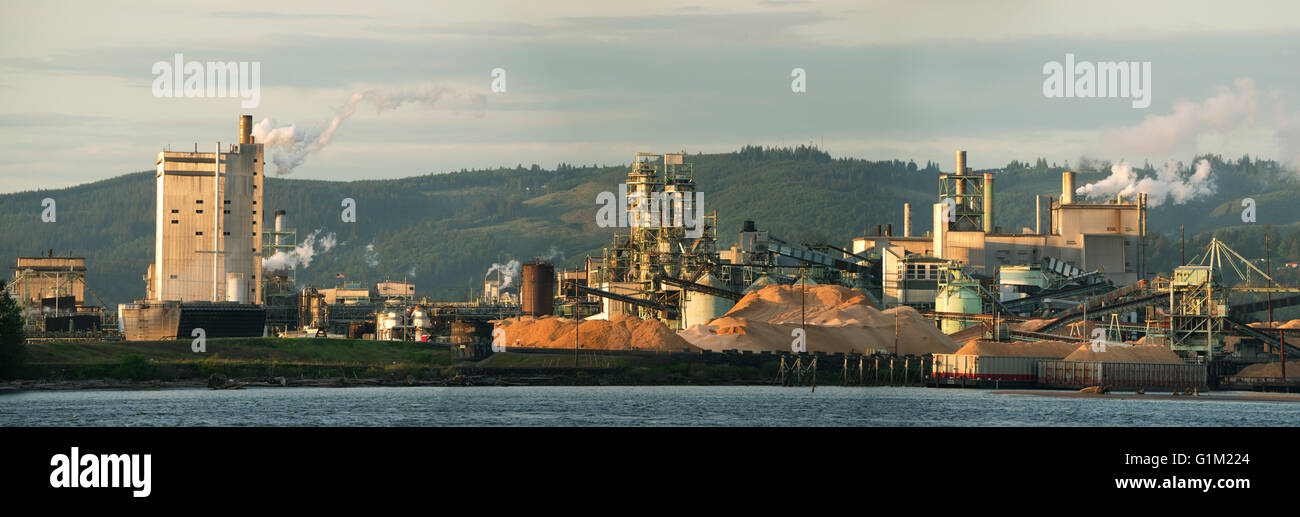 Longview washington industrial plant factory sawdust panoramic panorama hires stock photography