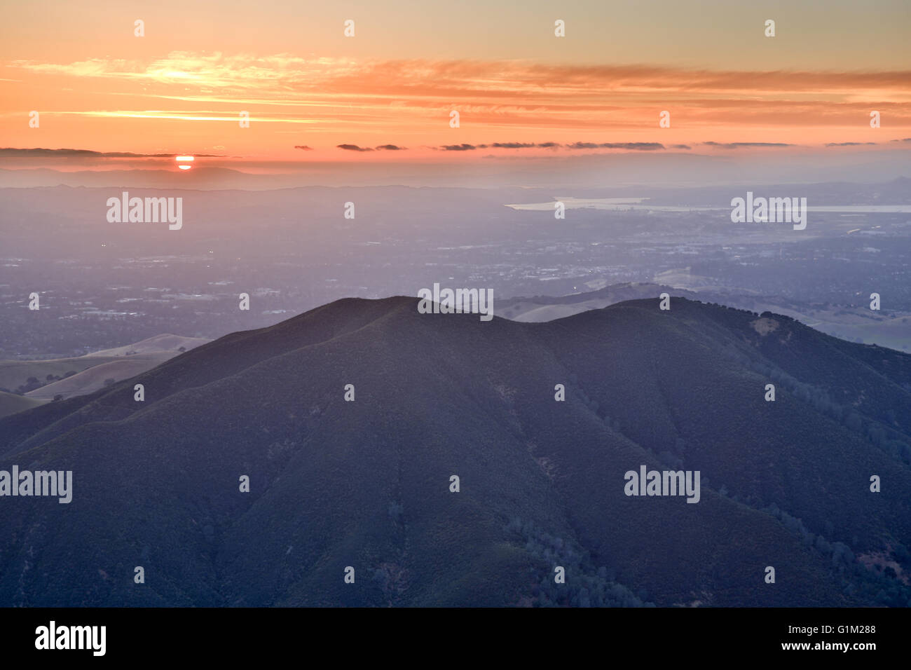 Mount Diablo State Park Sunset Views as seen from Eagle Peak. Contra