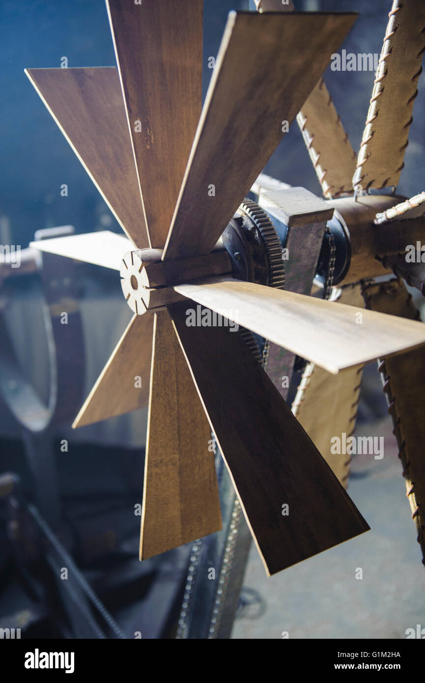Close up of wooden windmill blades Stock Photo