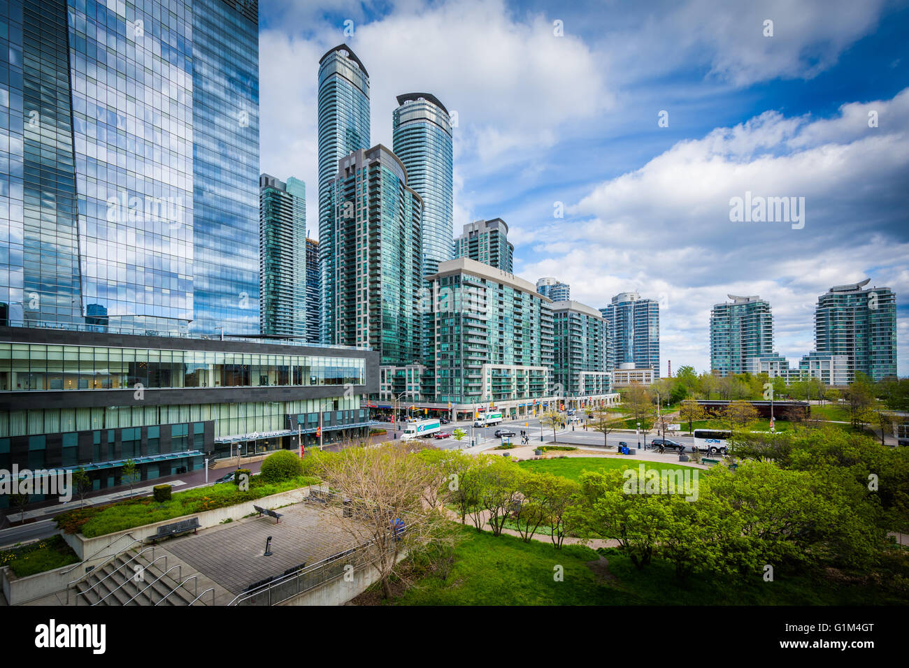 View of Olympic Park and modern skyscrapers in downtown Toronto, Ontario. Stock Photo