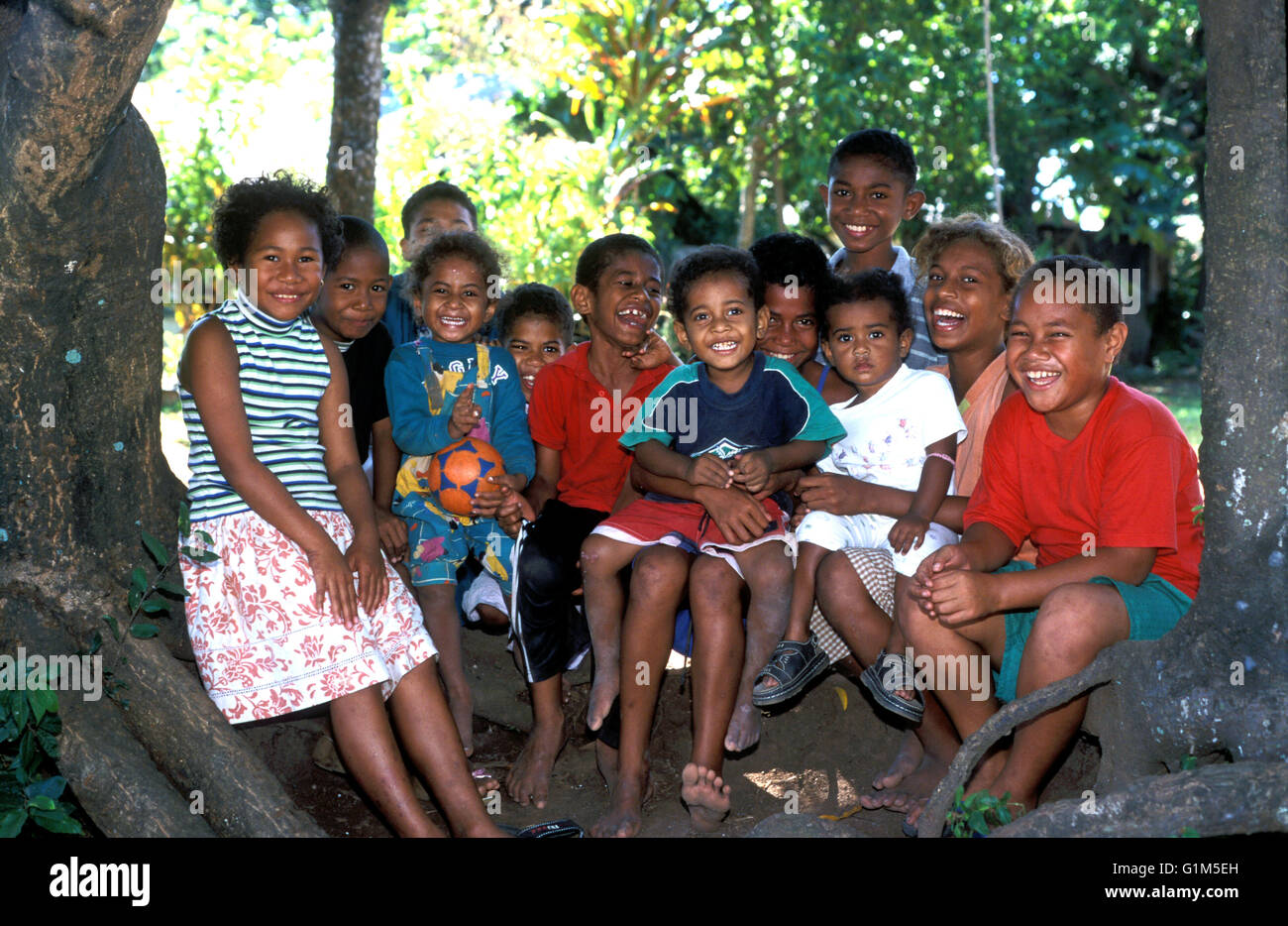 kids in lautoka village fiji Stock Photo