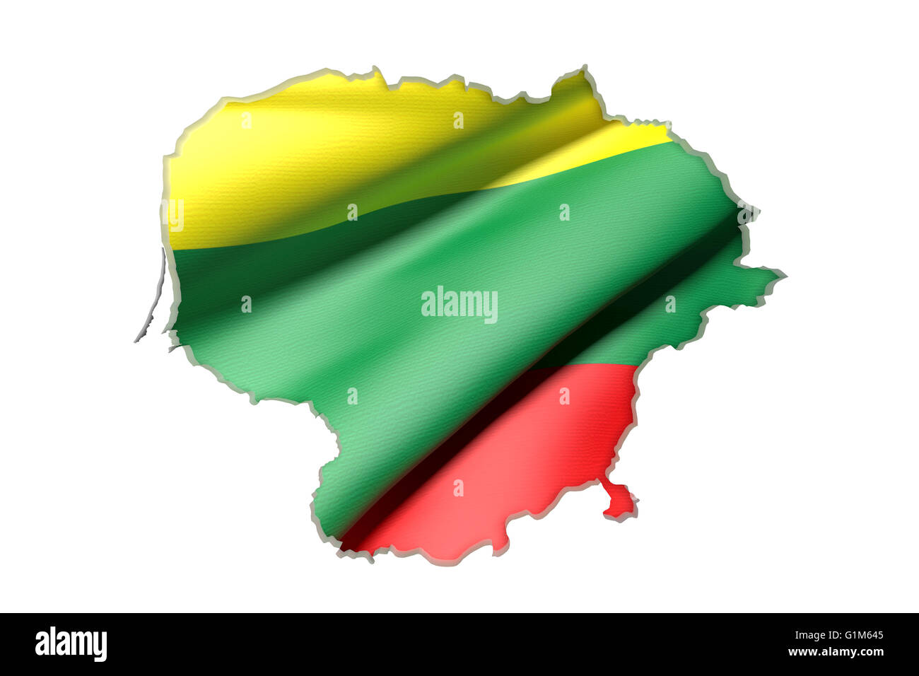 3d rendering of Lithuania map and flag on white background Stock Photo ...
