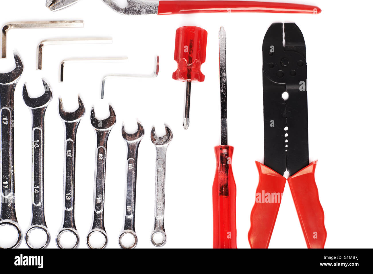 Set of tools over white isolated background Stock Photo - Alamy