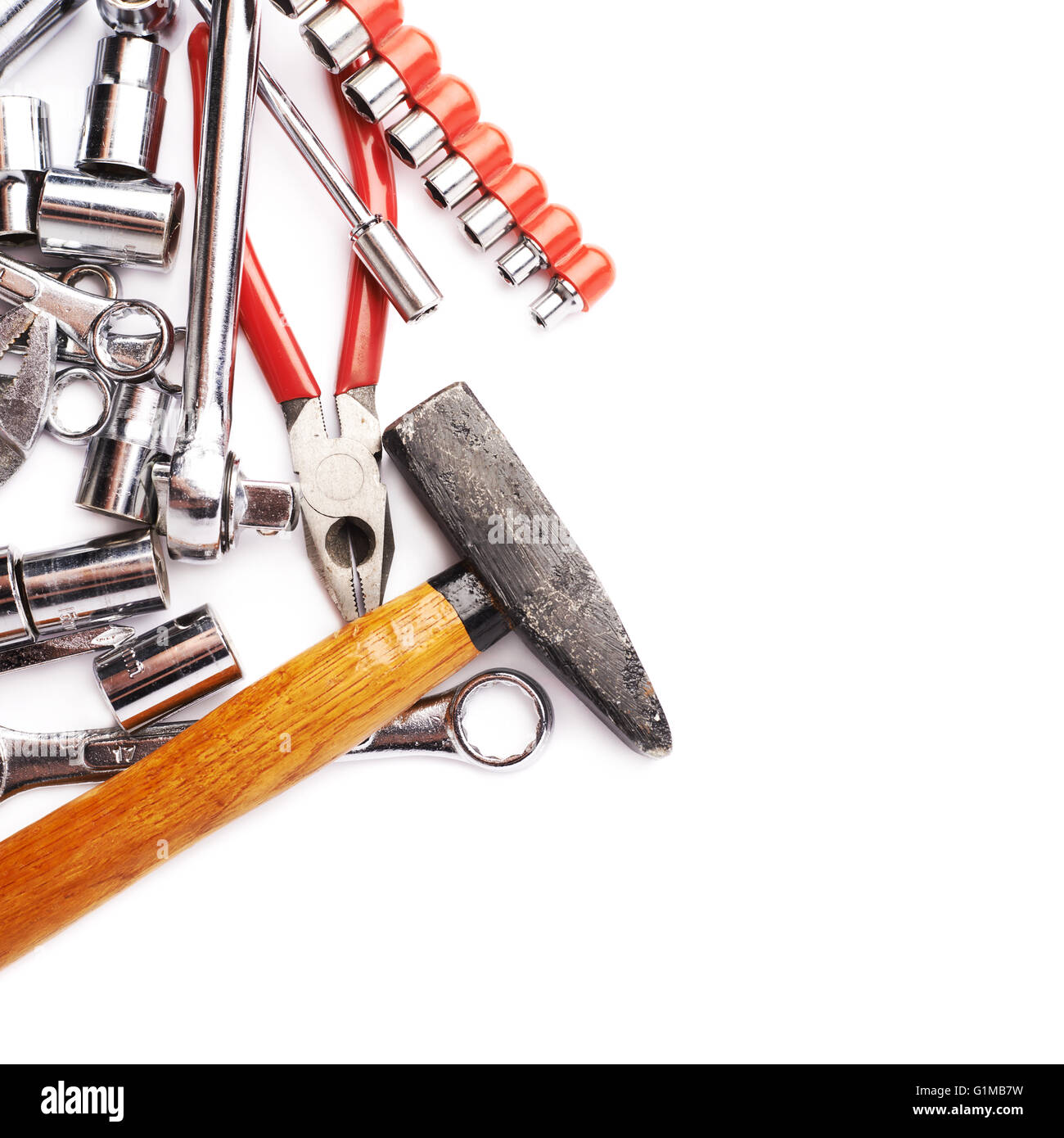 Set of tools over white isolated background Stock Photo - Alamy