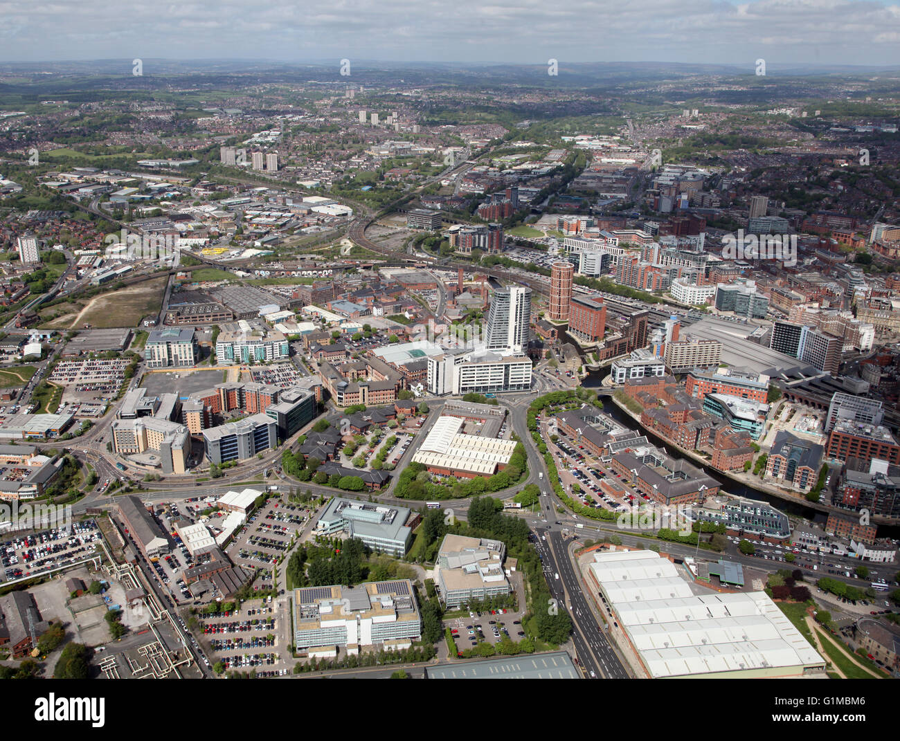 aerial view of south Leeds, West Yorkshire, UK Stock Photo - Alamy