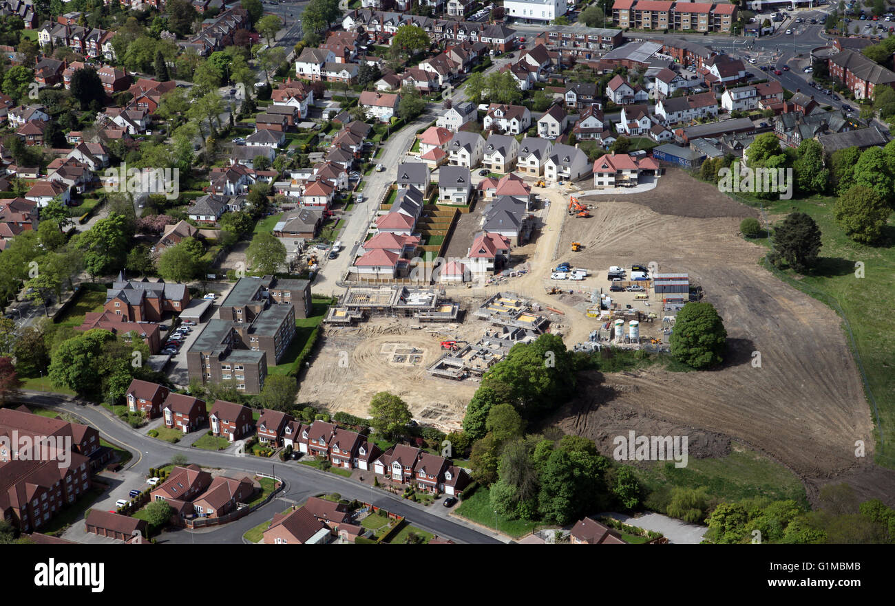 aerial view of a new housing development in North Leeds, West Yorkshire, UK Stock Photo