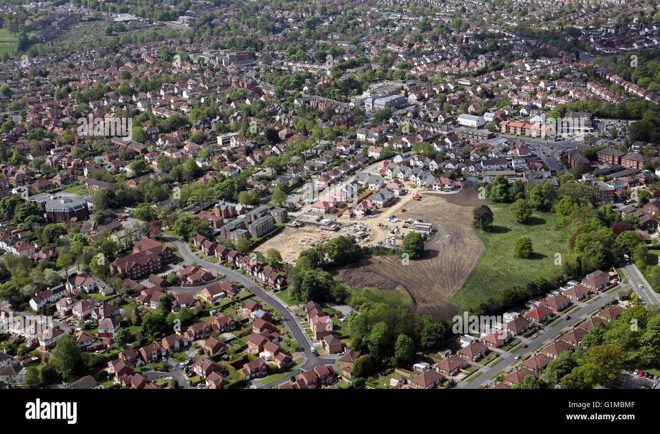 aerial view of a new housing development in North Leeds, West Yorkshire, UK Stock Photo