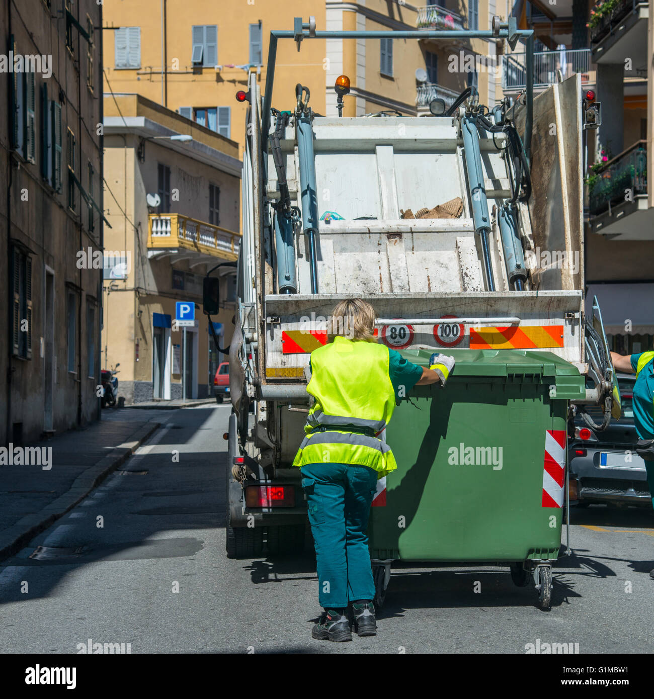 Urban recycling waste and garbage services Stock Photo Alamy