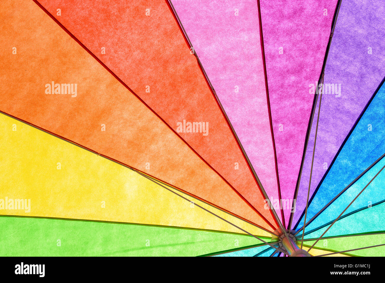 Rainbow Colored Summer Beach Umbrella Stock Photo Alamy