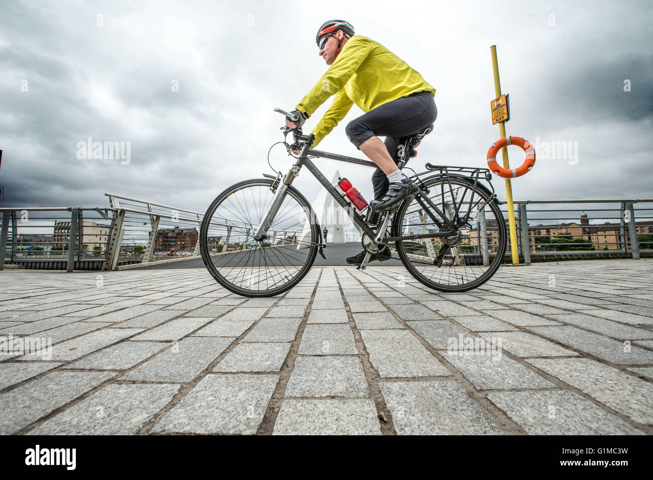 Cyclists using cycle paths Stock Photo