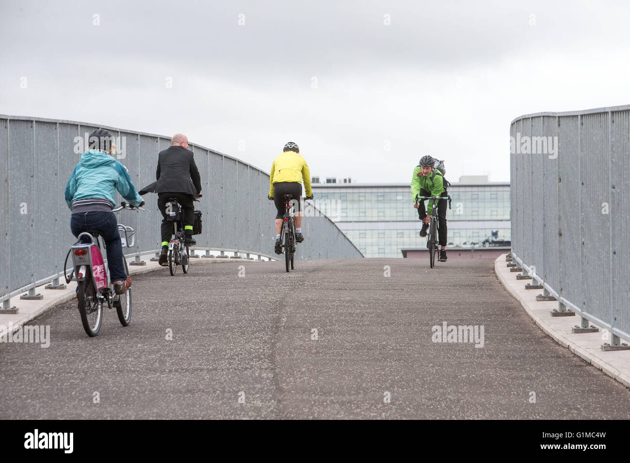 Cyclists using cycle paths Stock Photo