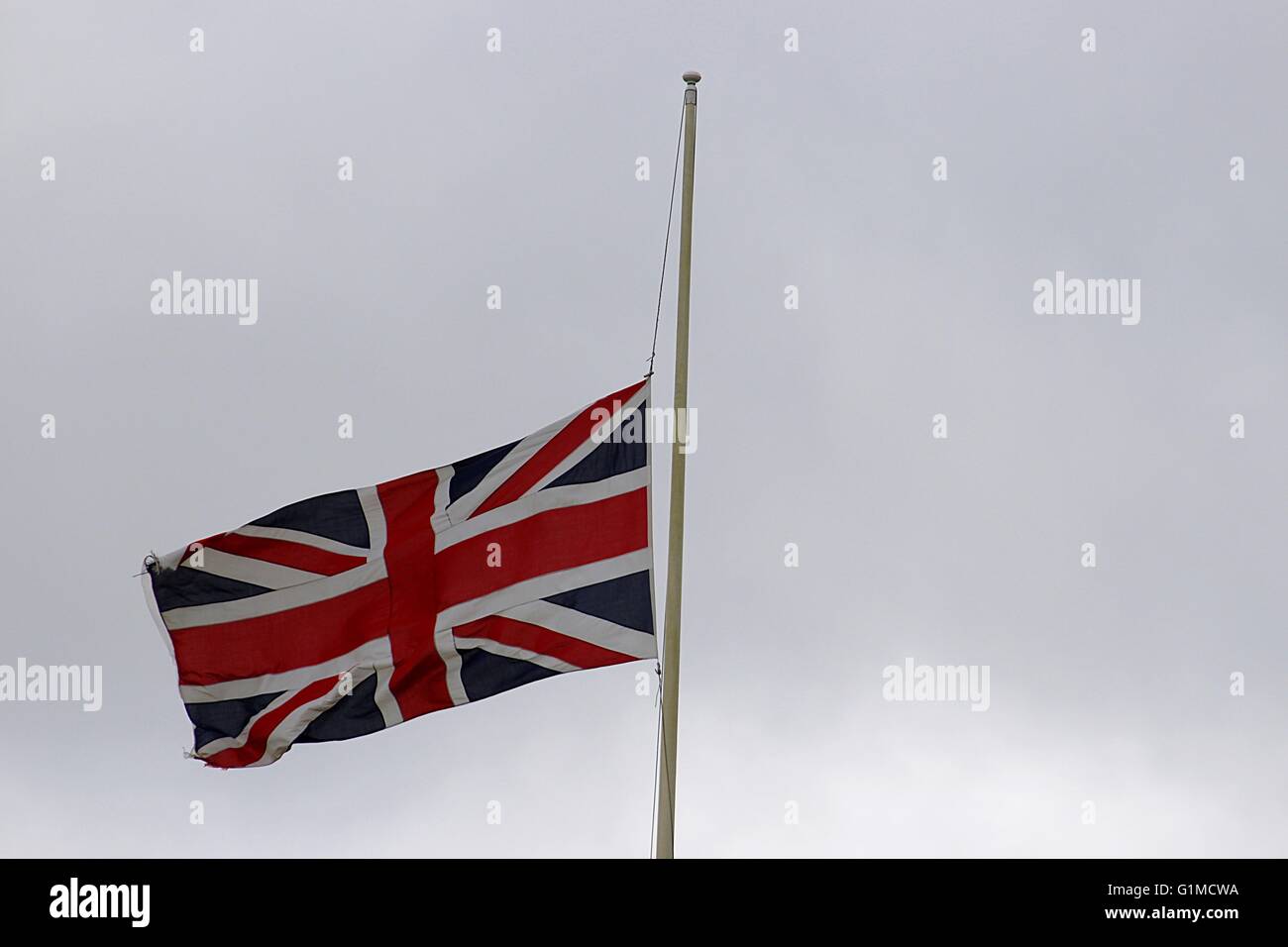 Great British Flag at half mast Stock Photo Alamy