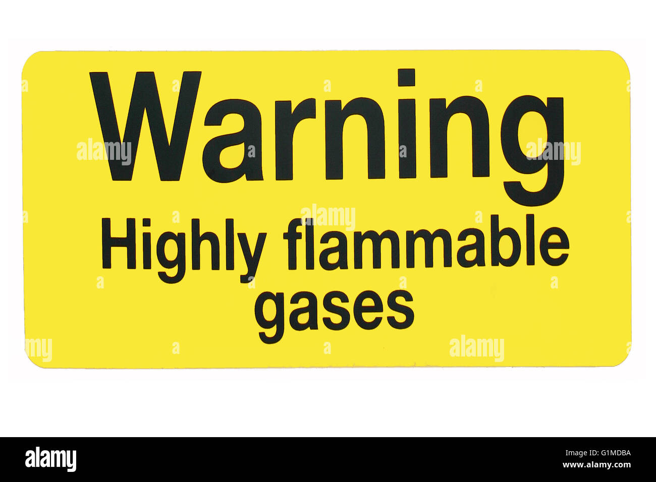 Flammable gases warning sign in yellow and black. Stock Photo