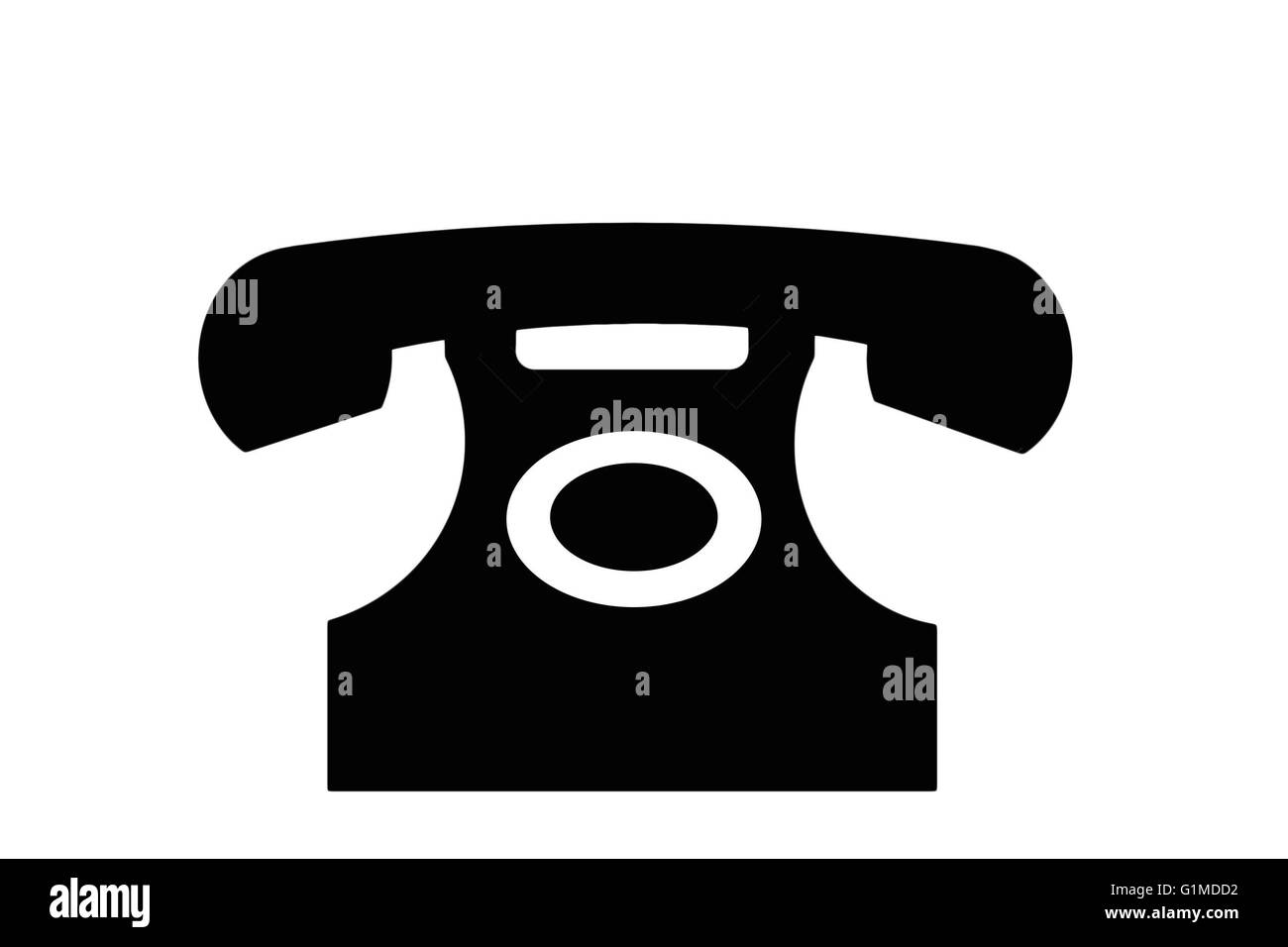 A black telephone icon or symbol isolated on white. Stock Photo