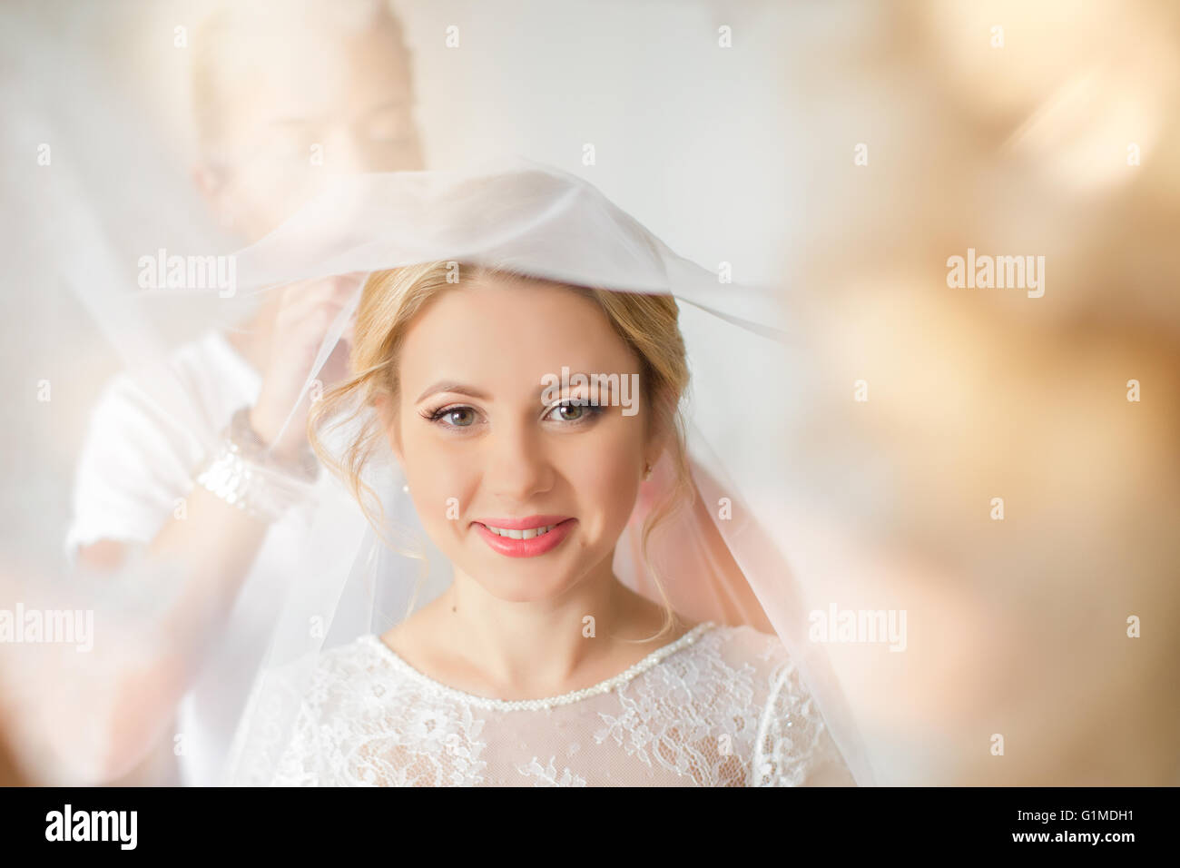 Close up happy bride hi-res stock photography and images - Alamy