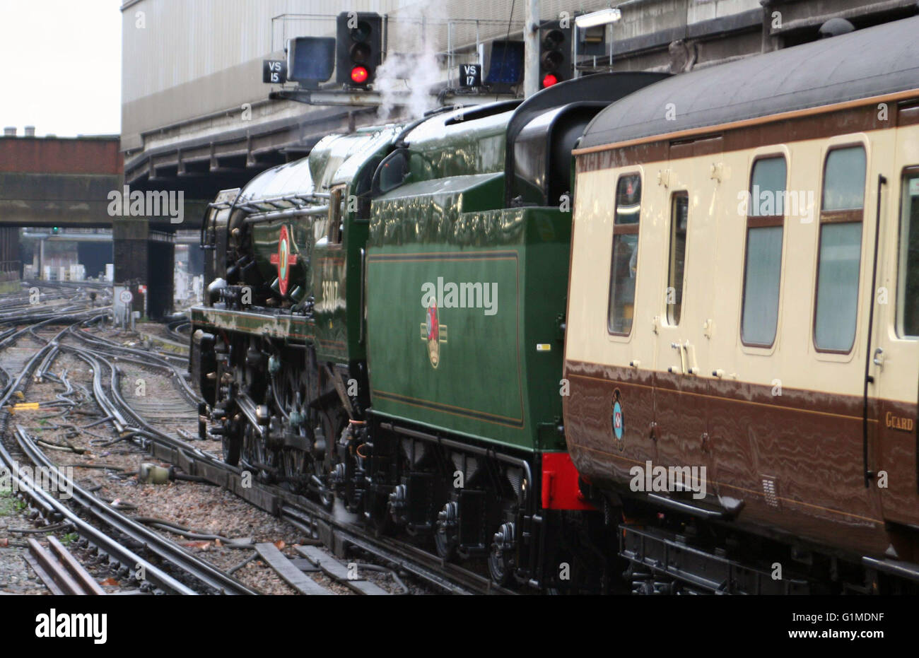 35028 Clan Line posing as 35017 Belgian Marine with a Pullman train at ...
