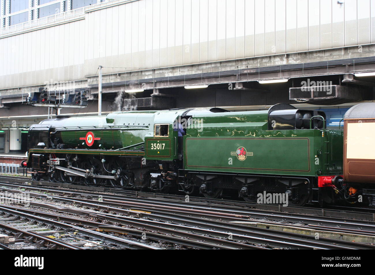 35028 Clan Line posing as 35017 Belgian Marine with a Pullman train at ...