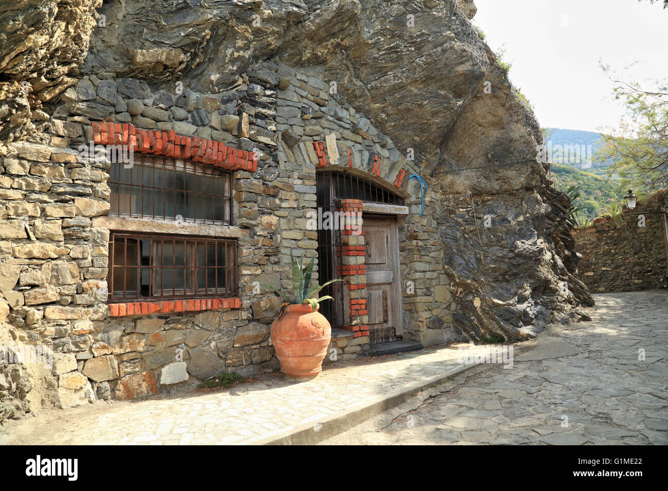 A stone house built into a rock wall, Monterosso al Mare, Cinque Terre