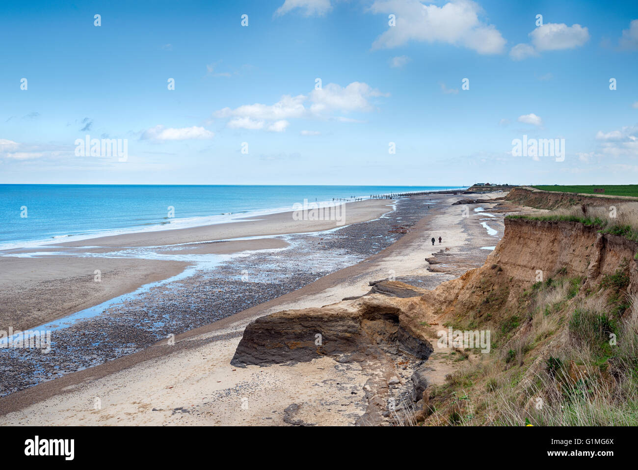 Crumbling cliffs and sea erosion at Happisburgh on the Norfolk coast Stock Photo
