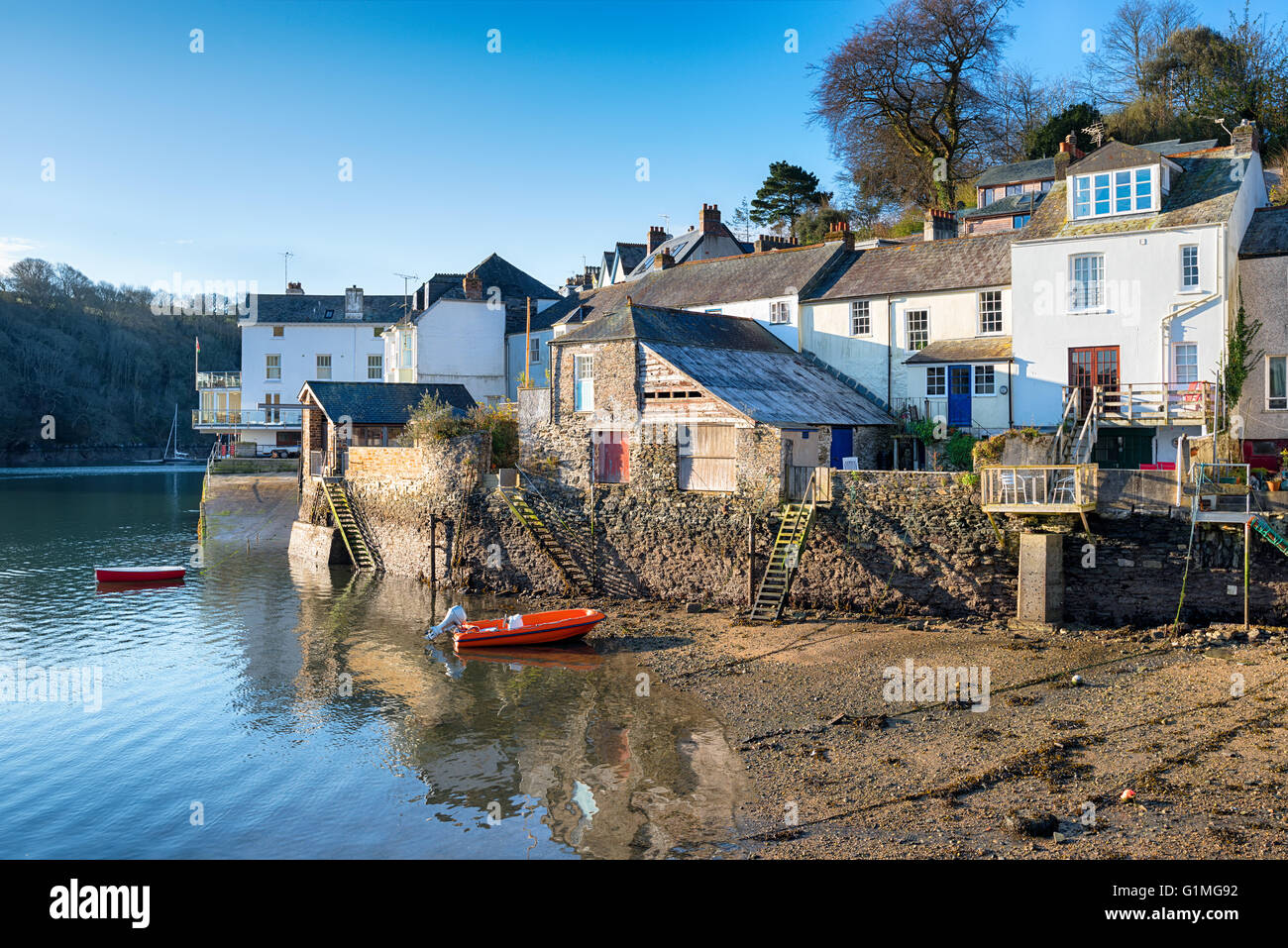 The seaside town of Fowey on the south coast of Cornwall Stock Photo