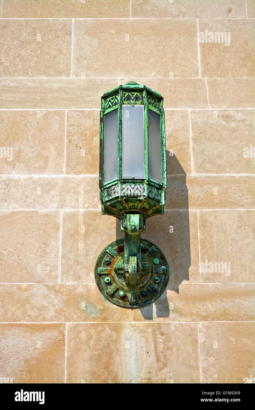 One of the cooper / metal lanterns of the Guildhall of the City and County of Swansea Council, designed by Percy Thomas Stock Photo