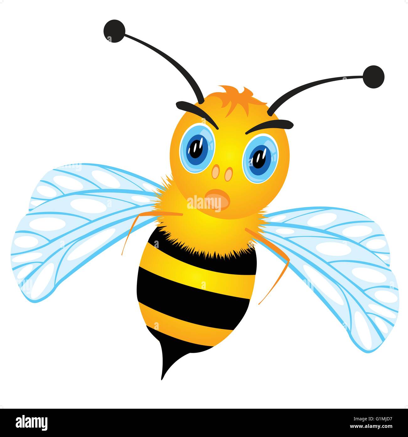 Illustration insect bee on white background is insulated Stock Vector