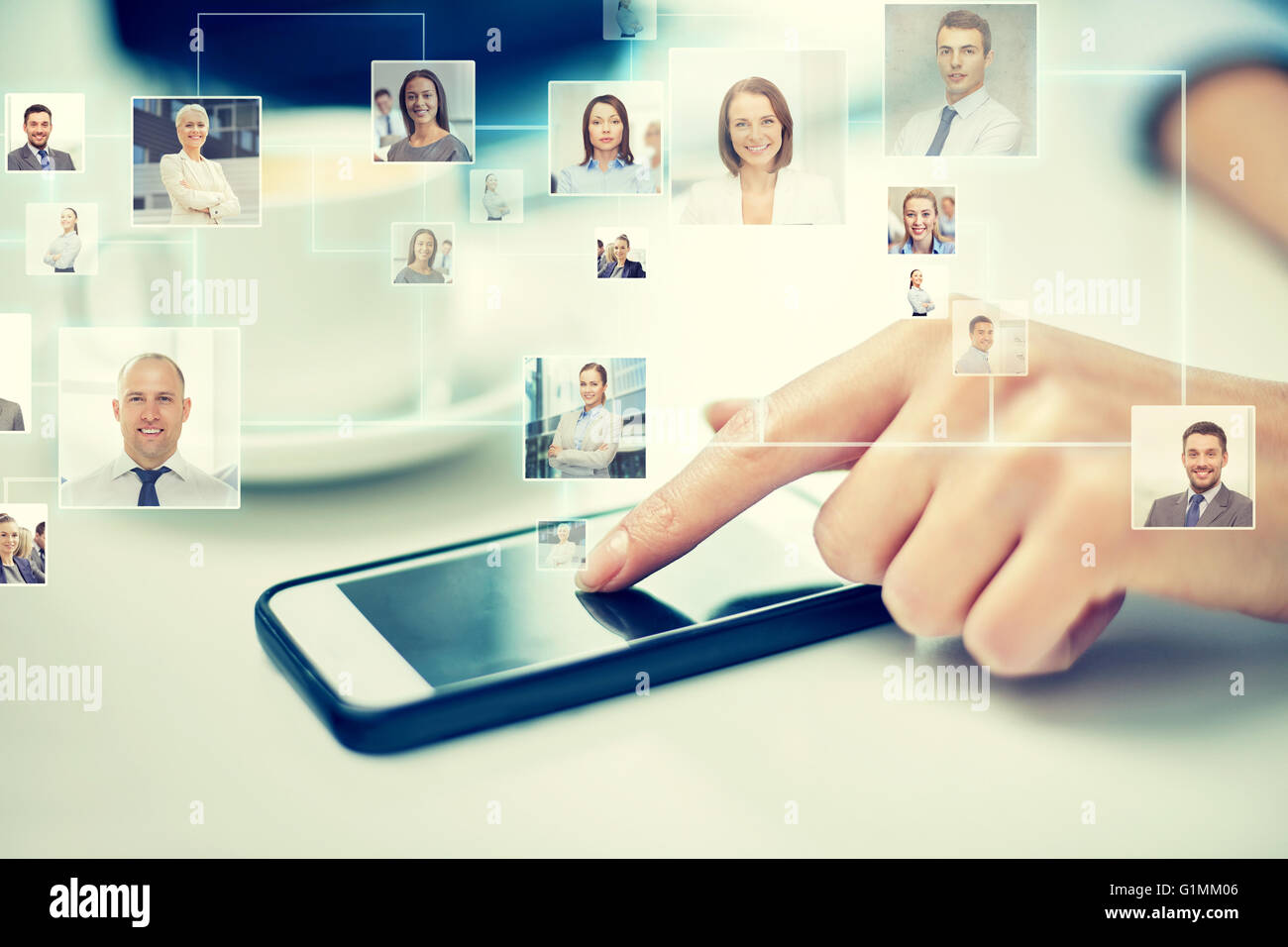 Business group smartphone hand hi-res stock photography and images - Alamy